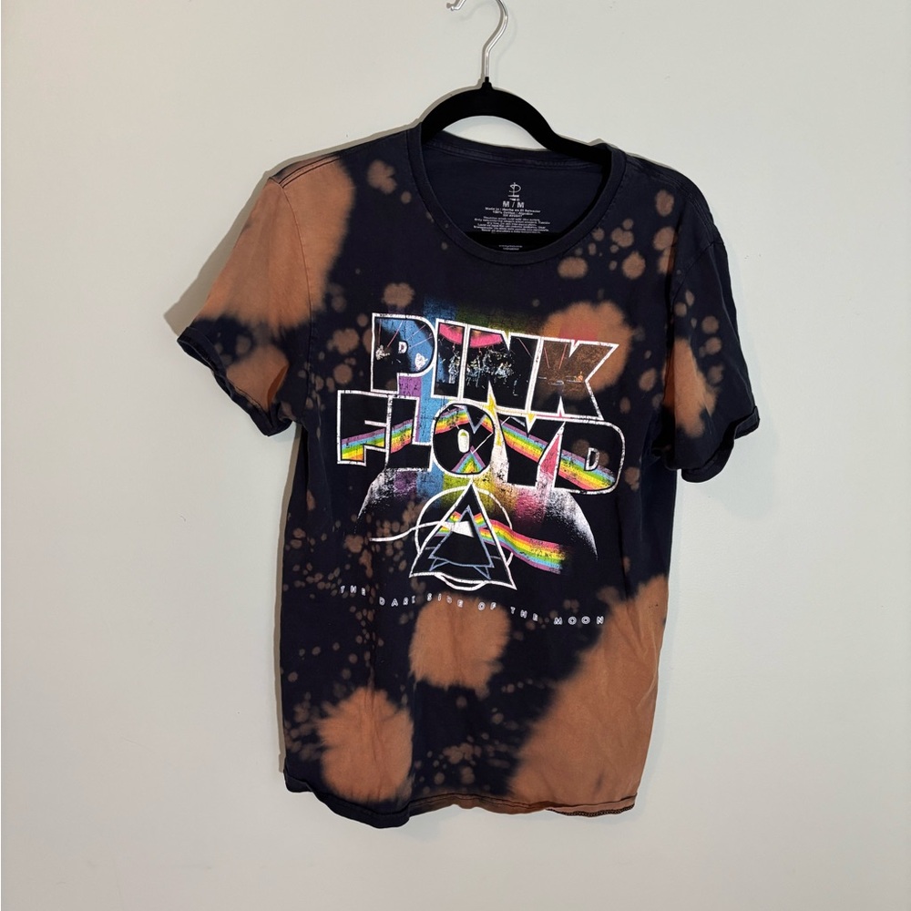 Vintage Grunge Pink Floyd Tie-Dye T-Shirt - Black and Tan